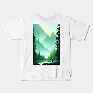 Cute Kid Forest Nature Anime Landscape Kids T-Shirt